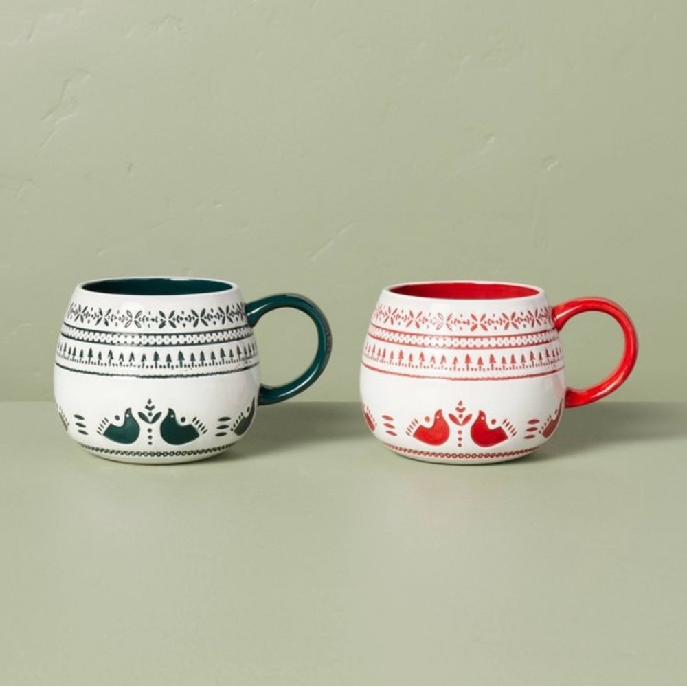 14oz Nordic Christmas Fair Isle Stoneware Mugs - Hearth & Hand™ with Magnolia